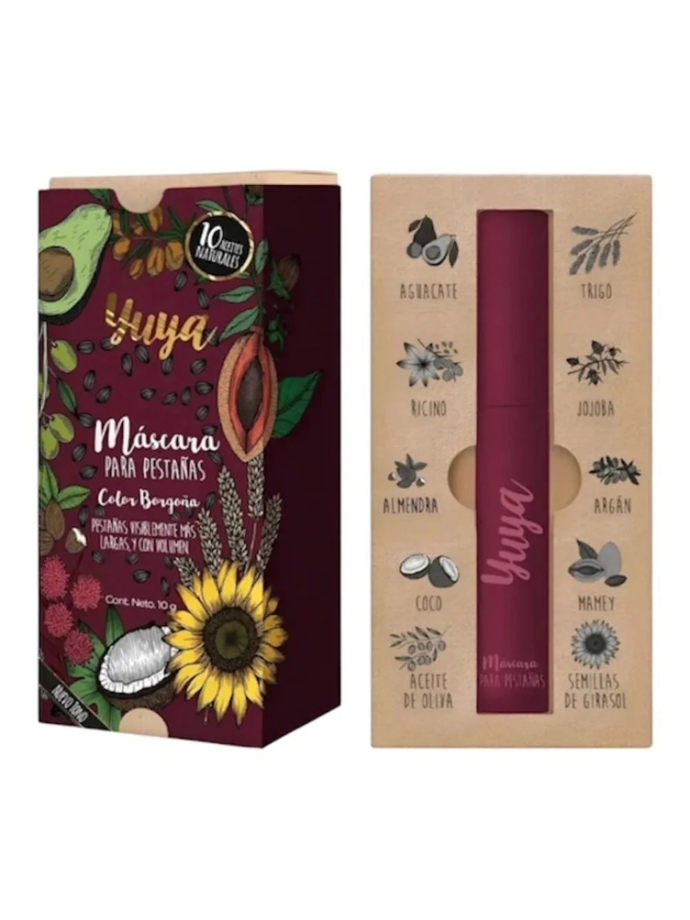 Yuya Eye Lash Mascara 10 Oils, Borgoña